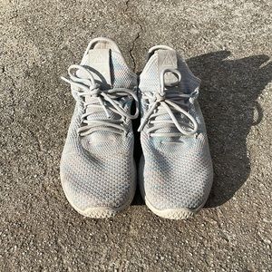 mens adidas “hu” tennis shoe size 8 blue,grey,and pink